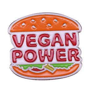 Veggie burger lapel pin vegan power brooch