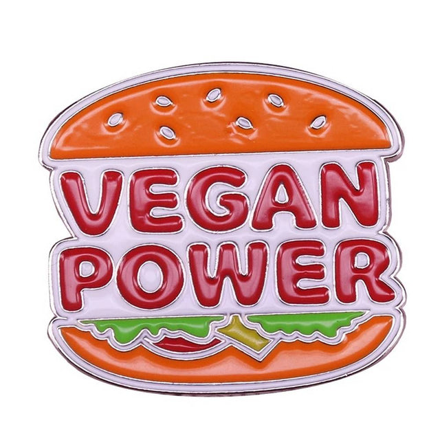 Veggie burger lapel pin vegan power brooch