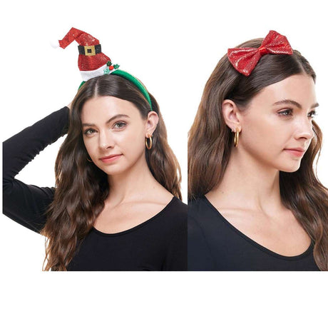 Christmas headband red hat with bow tie