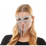 Rhinestone Silver Venetian Mask