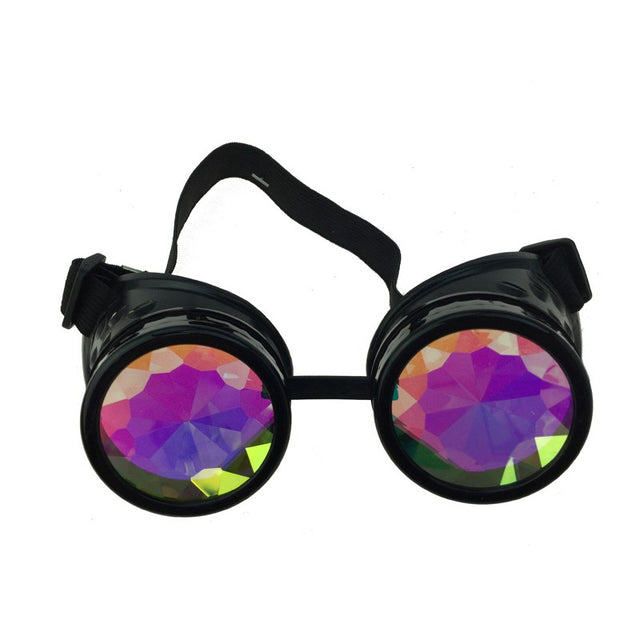 Steampunk black goggles kaleidoscope lenses