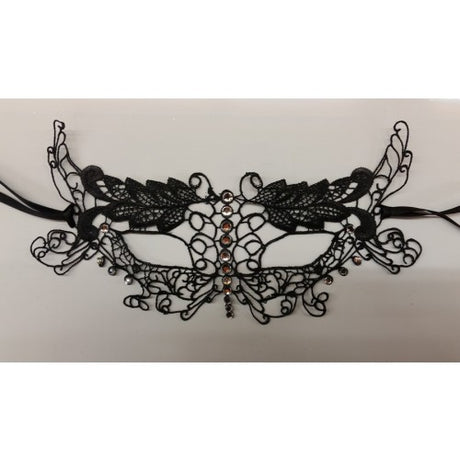 Lace Butterfly Mask with rhinestones 401 Black