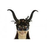 Forest style steampunk mask with horns and floral deco