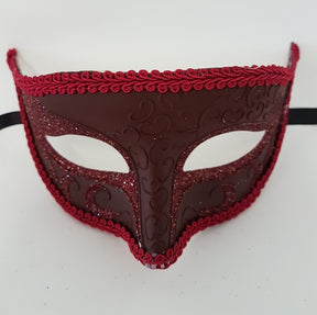 Venetian styled mask 07 with glitter- Burgundy Red
