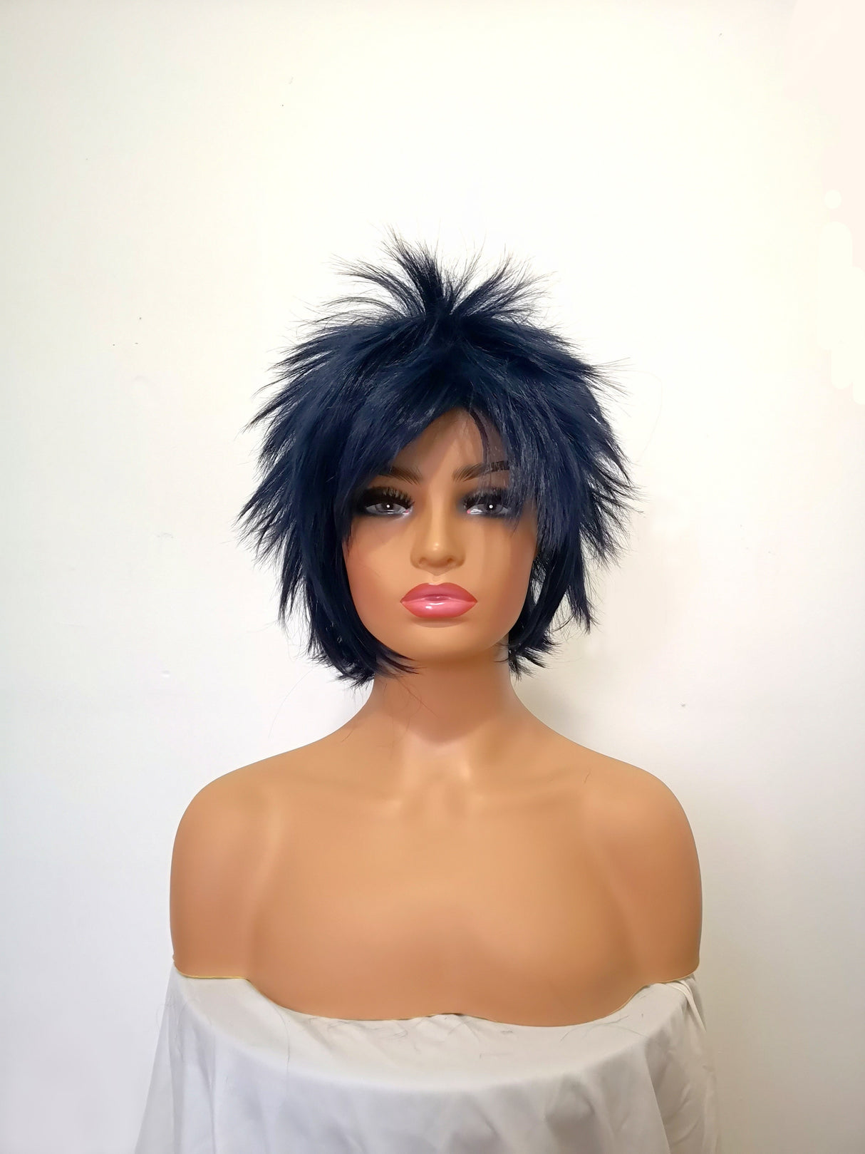 14" dark blue spike cosplay wig