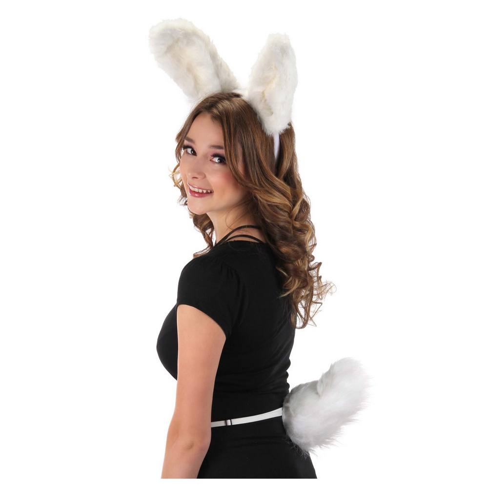 White Bunny Rabbit Perky Tail