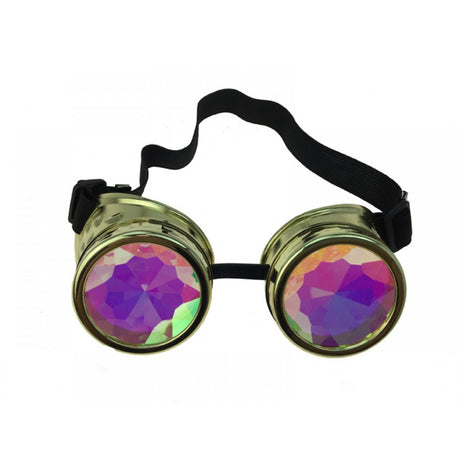 Steampunk Gold goggles kaleidoscope lenses