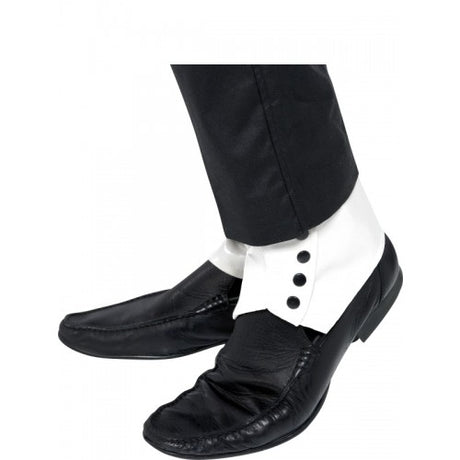 SPATS White PVC with Black Button